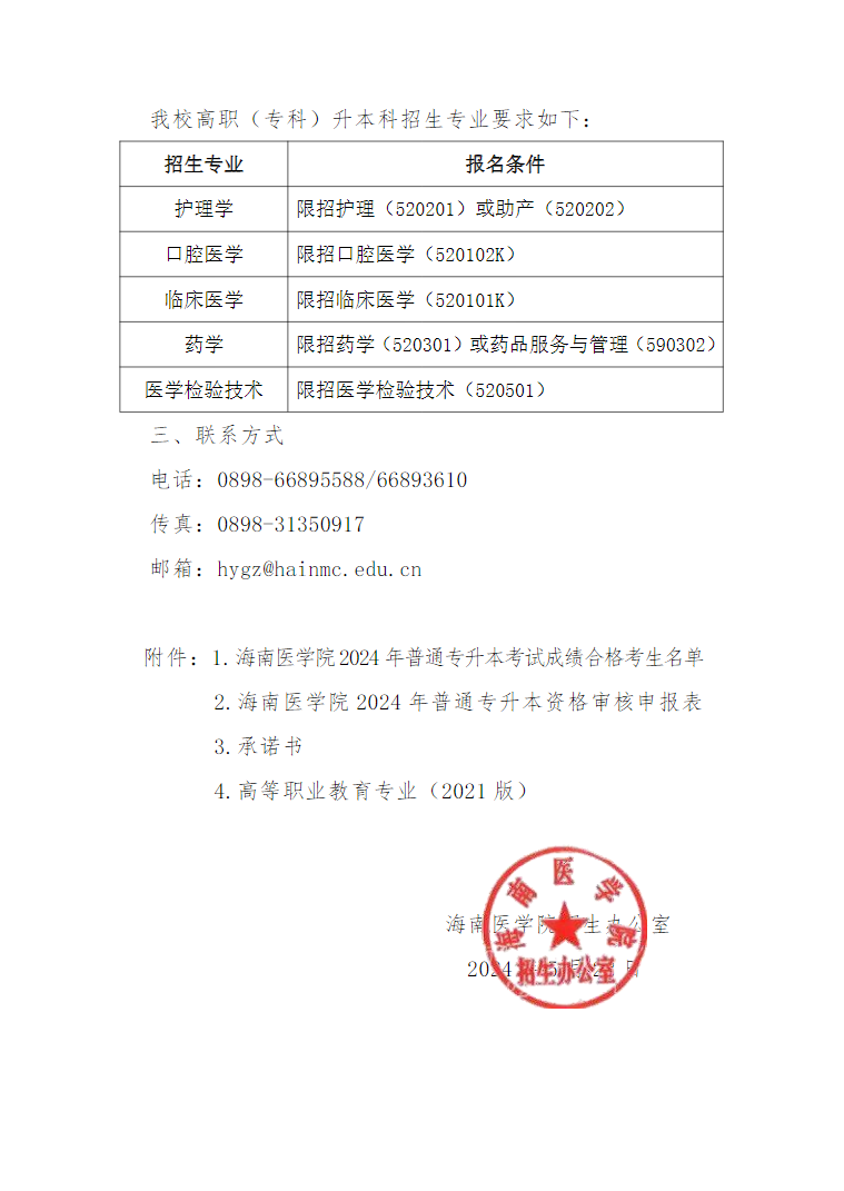 海南医学院专升本
