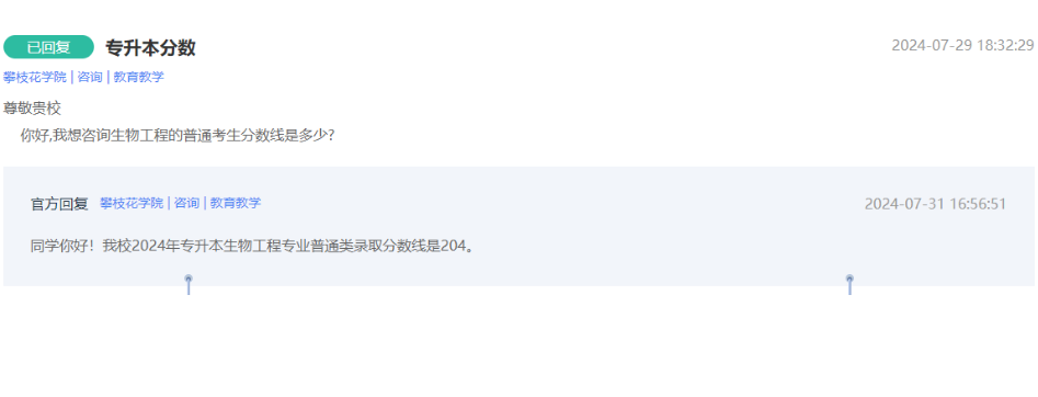 攀枝花学院专升本分数线